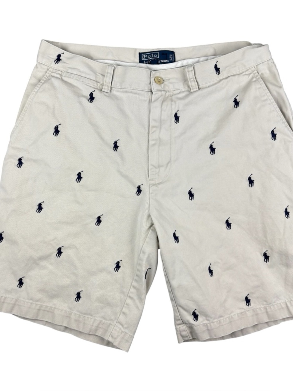 Polo Ralph Lauren Shorts Mens 33 Beige All Over Print Pony Prospect